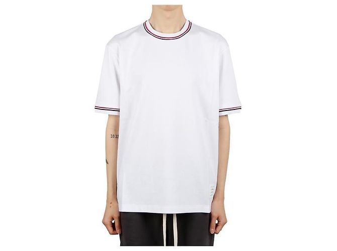 Thom Browne Kurzarm-T-Shirt mit Rive-Besatz RWB Weiß - Ansicht 8