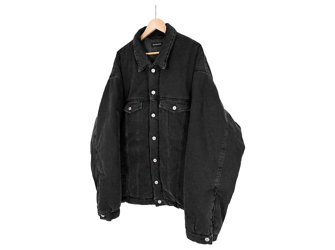 Balenciaga Giacca in denim giapponese imbottita nera da uomo - vista 2