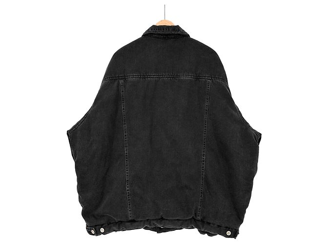 Balenciaga Giacca in denim giapponese imbottita nera da uomo - vista 4
