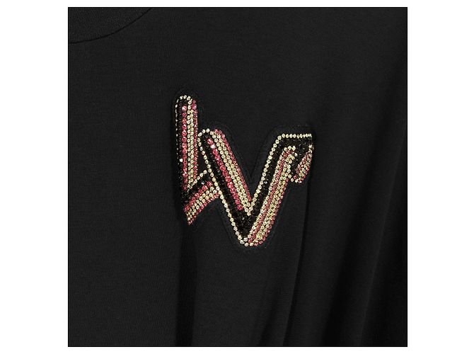 Louis Vuitton Vestido Mini de Algodón con Logo de Cristal LV para Mujeres Negro - vista 6