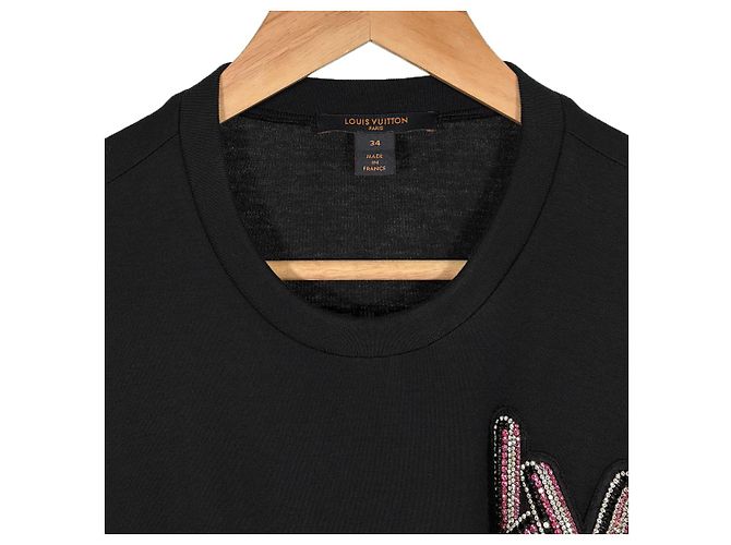 Louis Vuitton Vestido Mini de Algodón con Logo de Cristal LV para Mujeres Negro - vista 7