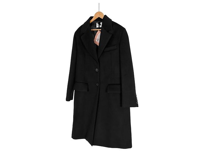 Miu Miu Schwarzer Cashmere-Velours-Mantel mit Einreiher für Herren - Ansicht 2