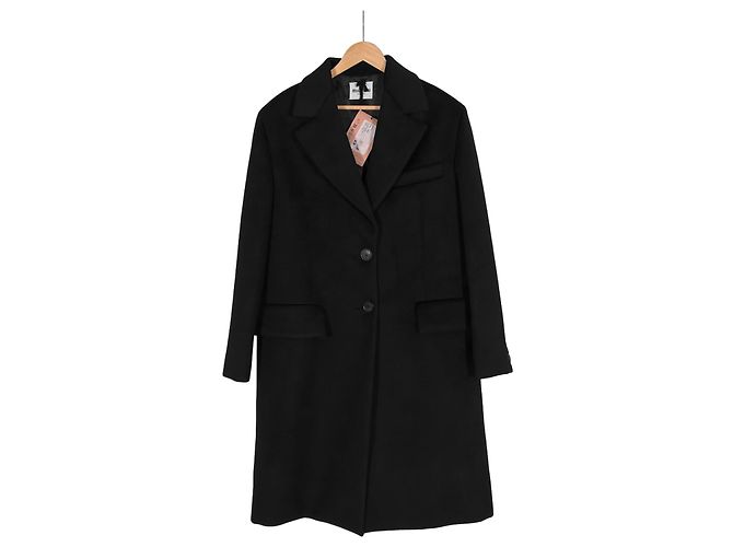 Miu Miu Schwarzer Cashmere-Velours-Mantel mit Einreiher für Herren - Ansicht 3