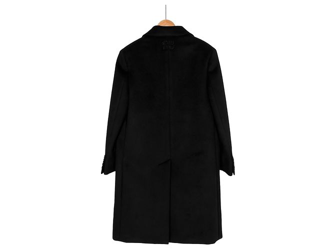 Miu Miu Schwarzer Cashmere-Velours-Mantel mit Einreiher für Herren - Ansicht 4
