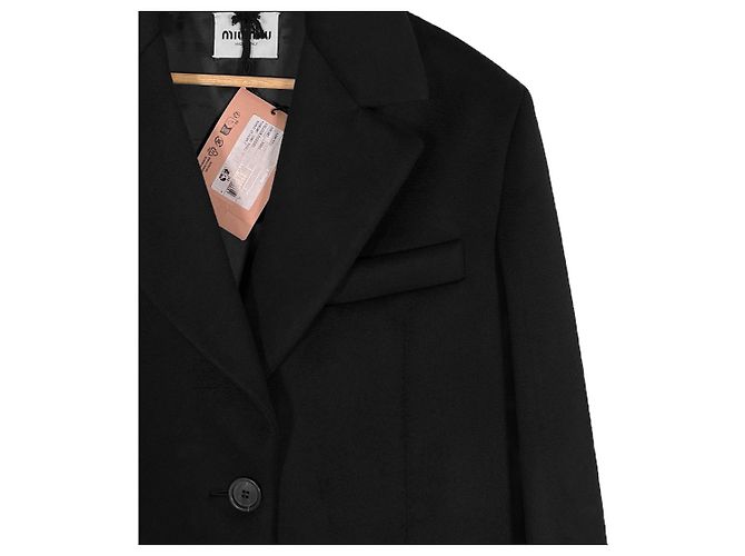 Miu Miu Schwarzer Cashmere-Velours-Mantel mit Einreiher für Herren - Ansicht 6
