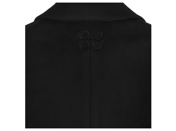 Miu Miu Schwarzer Cashmere-Velours-Mantel mit Einreiher für Herren - Ansicht 9