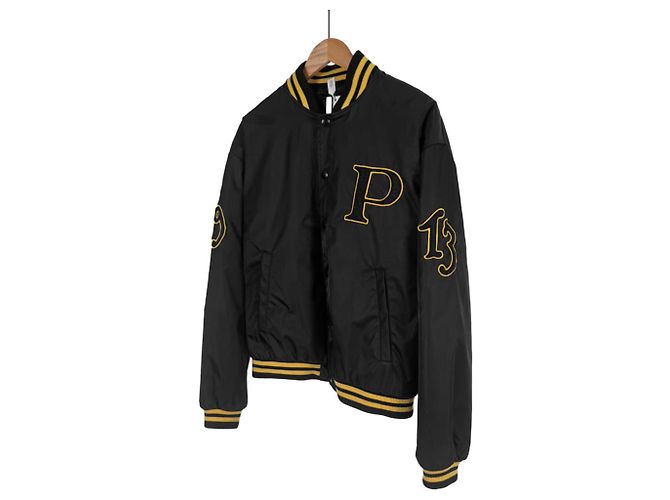 Prada Giacca Bomber Varsity in Re-Nylon con Patch Logo da Uomo Nera Nero - vista 2