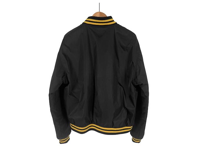 Prada Giacca Bomber Varsity in Re-Nylon con Patch Logo da Uomo Nera Nero - vista 4