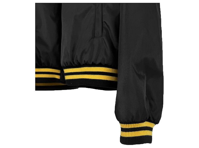 Prada Giacca Bomber Varsity in Re-Nylon con Patch Logo da Uomo Nera Nero - vista 9