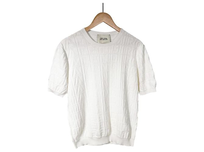 FENDI Marc Jacobs Herren T-Shirt mit kurzem Arm und FF-Logo Weiß - Ansicht 3