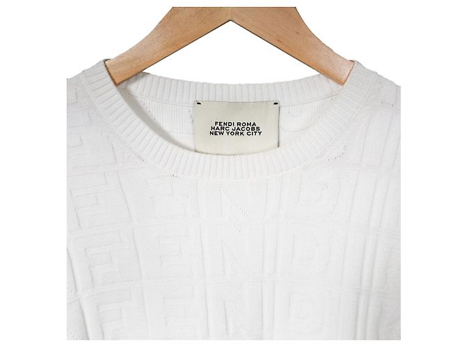 FENDI Marc Jacobs Herren T-Shirt mit kurzem Arm und FF-Logo Weiß - Ansicht 5