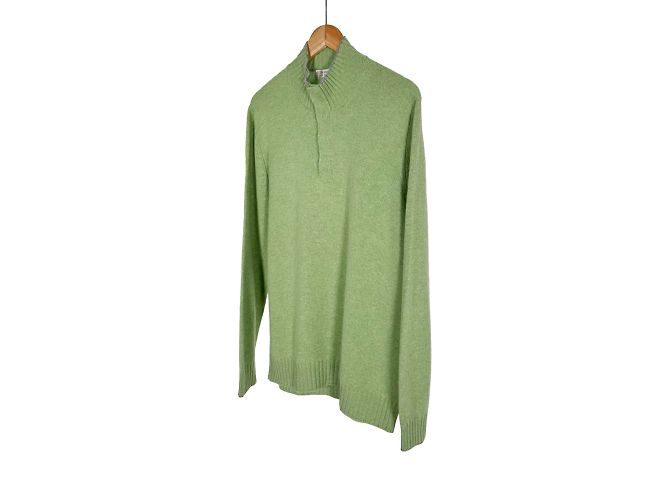 Brunello Cucinelli Herren Cashmere Pullover mit halbem Reißverschluss in Grün - Ansicht 2