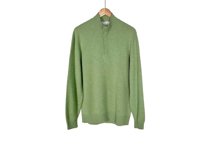 Brunello Cucinelli Herren Cashmere Pullover mit halbem Reißverschluss in Grün - Ansicht 3