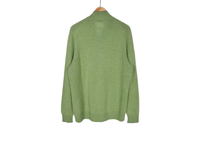 Brunello Cucinelli Herren Cashmere Pullover mit halbem Reißverschluss in Grün - Ansicht 4