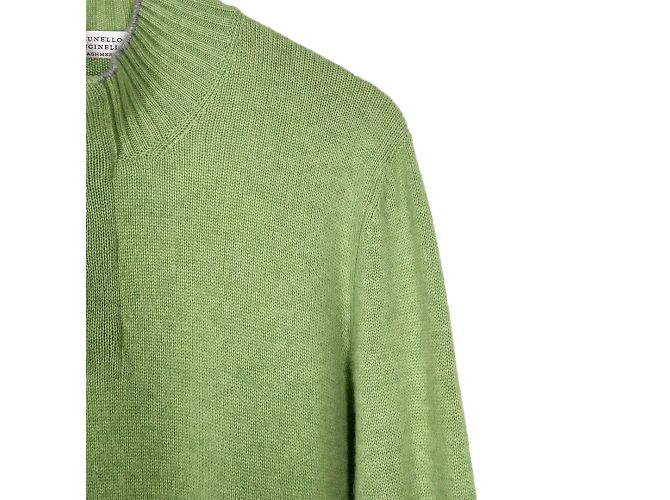 Brunello Cucinelli Herren Cashmere Pullover mit halbem Reißverschluss in Grün - Ansicht 7