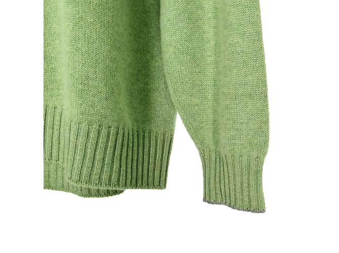 Brunello Cucinelli Herren Cashmere Pullover mit halbem Reißverschluss in Grün - Ansicht 8