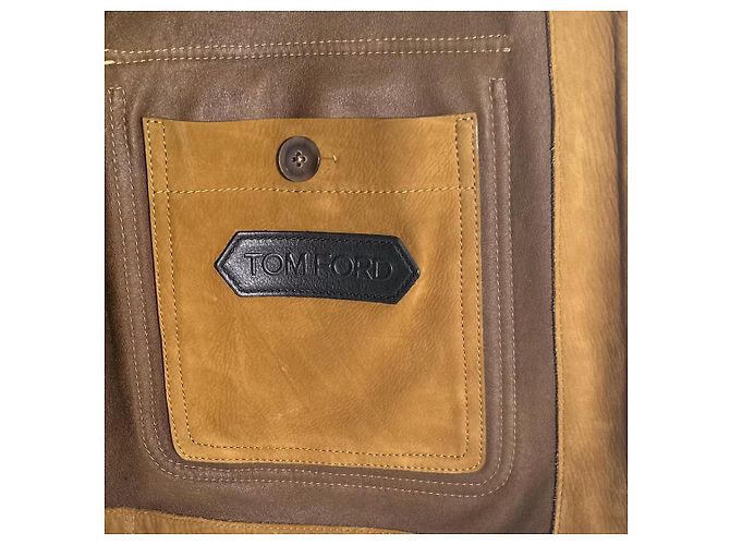 Tom Ford Buffelleder Wildleder Trucker Arbeitsjacke Camel Braun - Ansicht 10