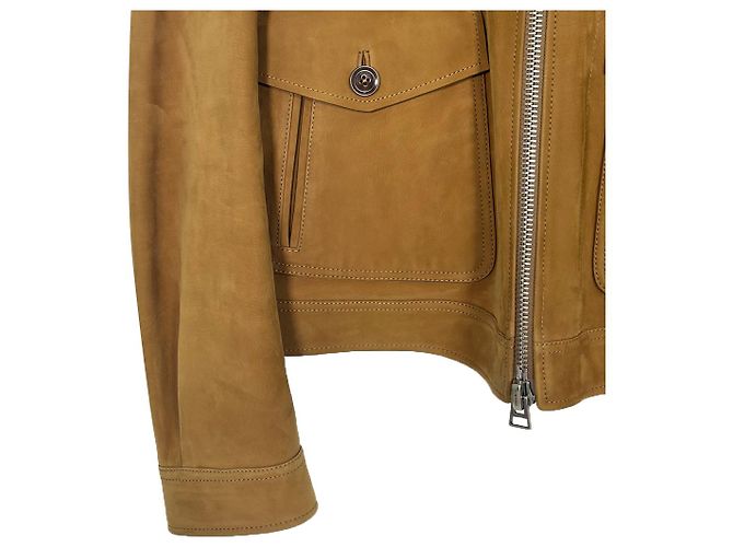 Tom Ford Buffelleder Wildleder Trucker Arbeitsjacke Camel Braun - Ansicht 7