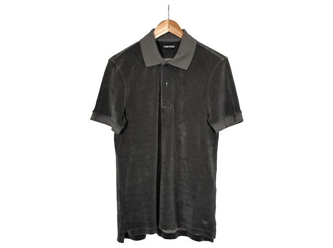 Tom Ford T-Shirt mit Polo-Kragen aus Frottee kurzärmelig khaki Braun - Ansicht 3