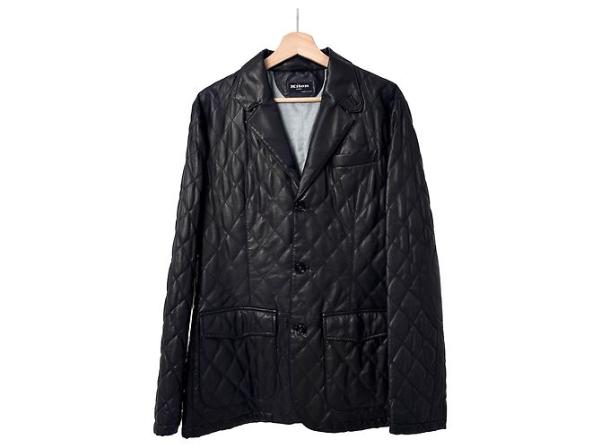 Kiton Herren Blazer aus Lammleder mit Steppung Schwarz - Ansicht 2