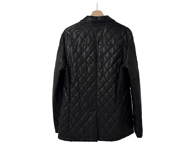 Kiton Herren Blazer aus Lammleder mit Steppung Schwarz - Ansicht 3