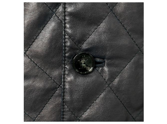 Kiton Herren Blazer aus Lammleder mit Steppung Schwarz - Ansicht 4
