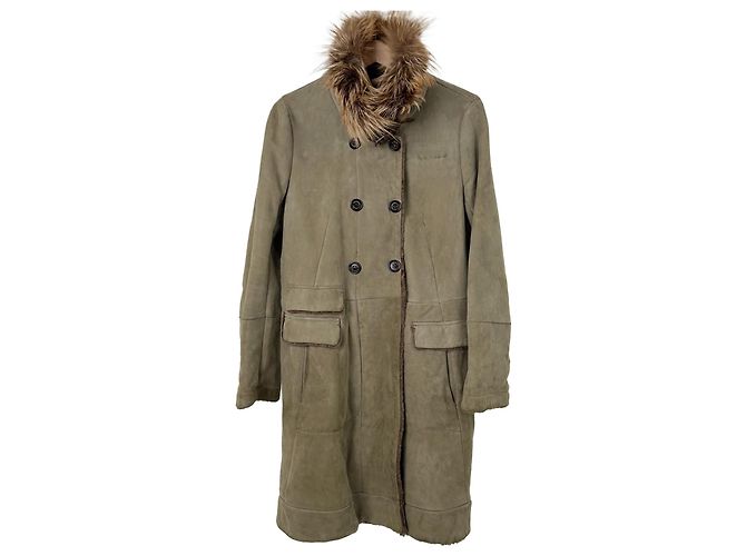 Casaco indispensável de shearling de pele de cordeiro e pele de raposa feminina Brunello Cucinelli - vista 2