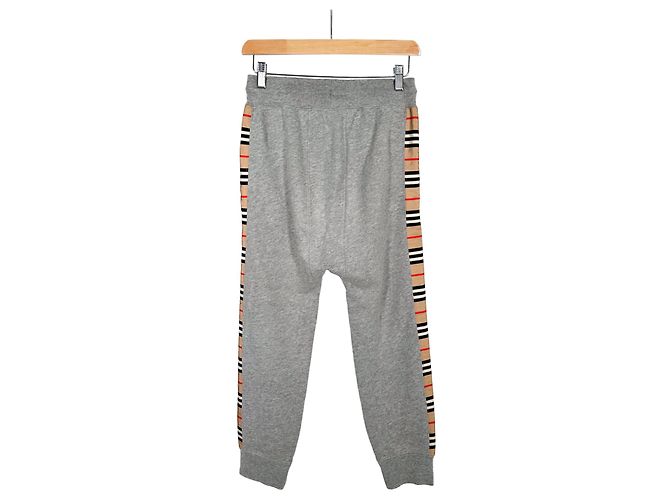 Burberry Kids Side Check Rubber Patch Training Sweat Pants Grey Brown - view 4