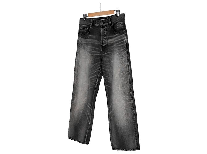 Balenciaga Graue, gewaschene, weite gerade Jeans Braun - Ansicht 2
