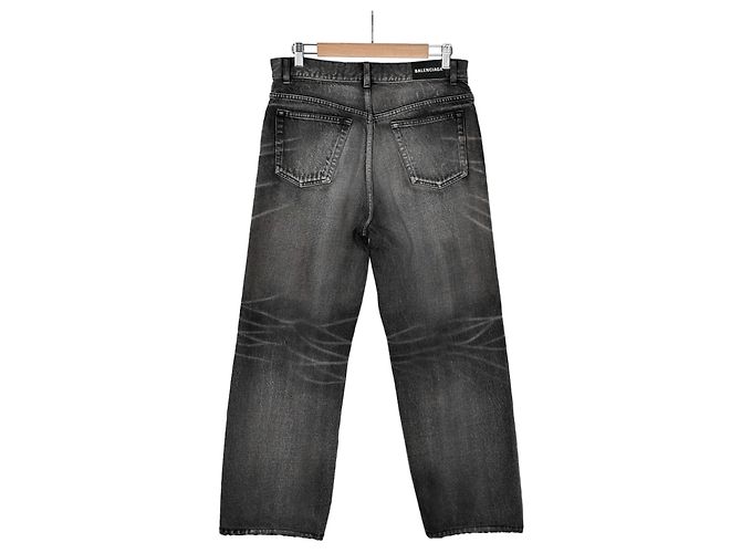 Balenciaga Graue, gewaschene, weite gerade Jeans Braun - Ansicht 4