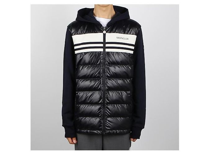 Giacca a vento in cotone imbottito con cappuccio Moncler Blu - vista 10