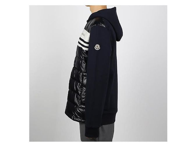 Giacca a vento in cotone imbottito con cappuccio Moncler Blu - vista 11