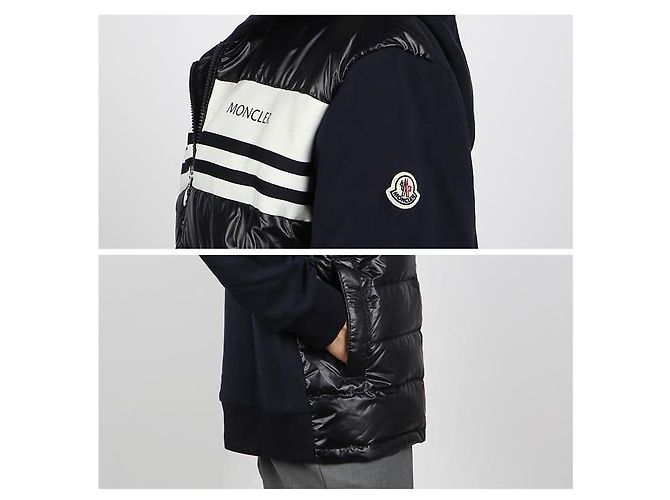 Giacca a vento in cotone imbottito con cappuccio Moncler Blu - vista 5