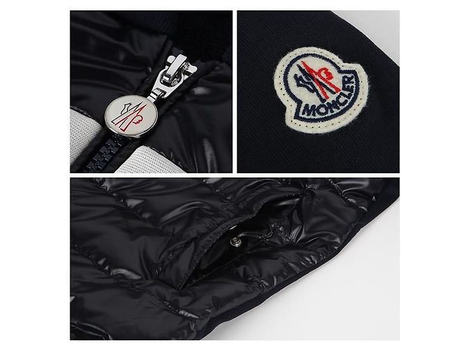 Giacca a vento in cotone imbottito con cappuccio Moncler Blu - vista 7