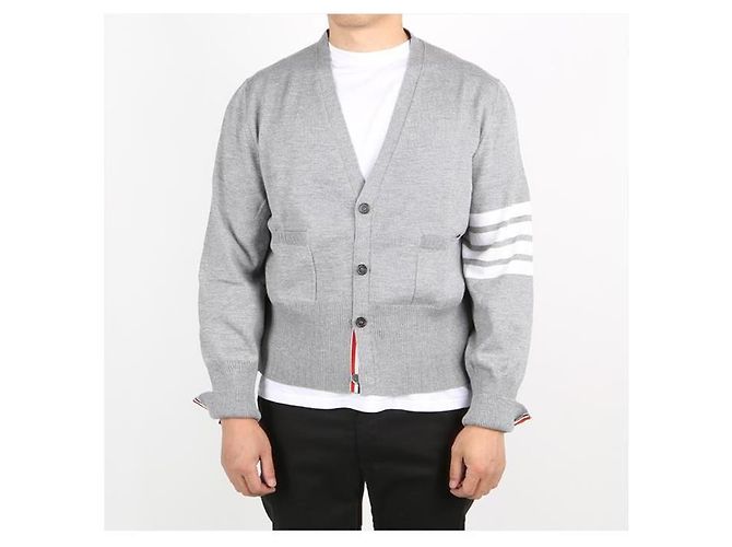 Thom Browne Diagonalarmband Stickman Cardigan Braun - Ansicht 10