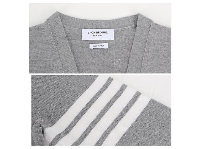 Thom Browne Diagonalarmband Stickman Cardigan Braun - Ansicht 13