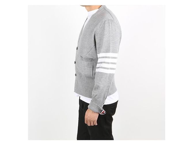 Thom Browne Diagonalarmband Stickman Cardigan Braun - Ansicht 3