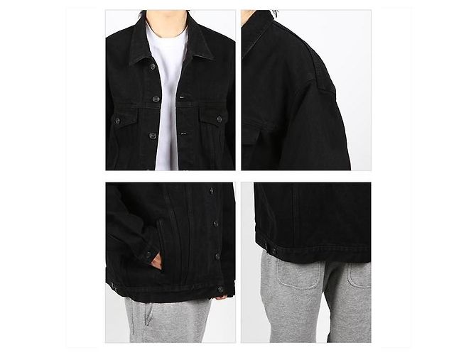 Balenciaga Oversized Jeansjacke Schwarz - Ansicht 3
