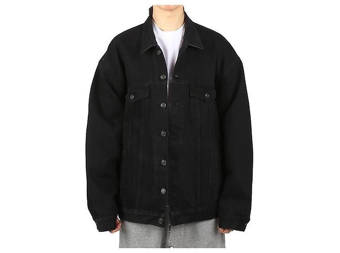 Balenciaga Oversized Jeansjacke Schwarz - Ansicht 7