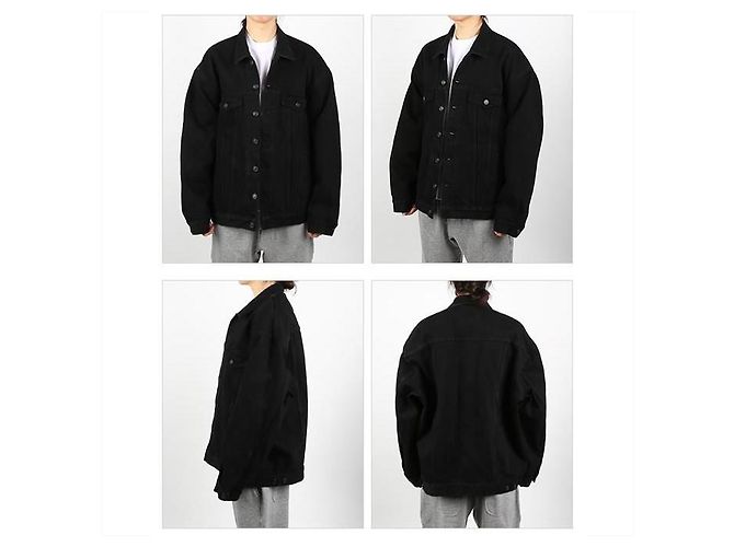 Balenciaga Oversized Jeansjacke Schwarz - Ansicht 8