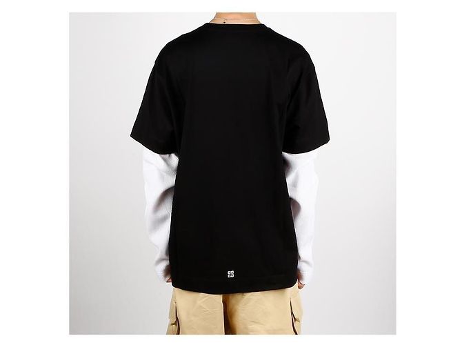 Givenchy Langarm-T-Shirt mit geschichtetem Logo Schwarz - Ansicht 4
