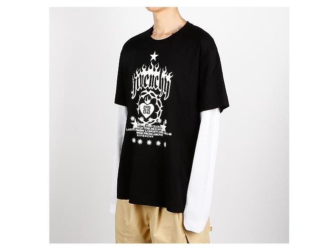 Givenchy Langarm-T-Shirt mit geschichtetem Logo Schwarz - Ansicht 9