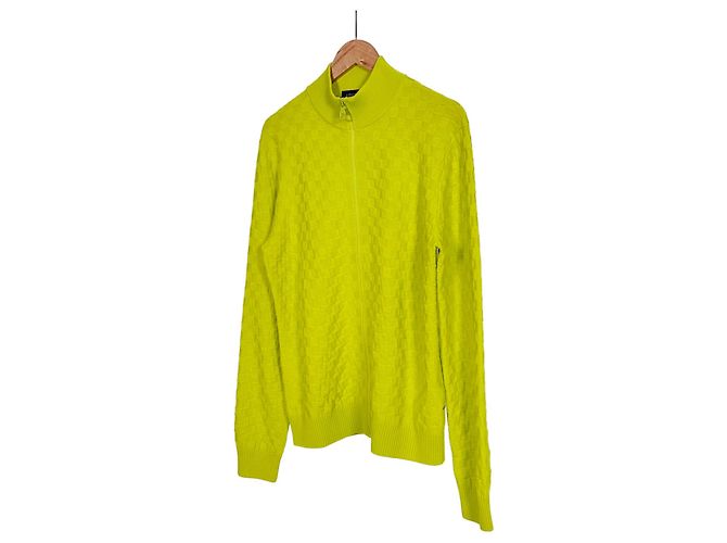 Louis Vuitton Herren Cardigan aus Damier-Wolle mit Reißverschluss Gelb - Ansicht 2