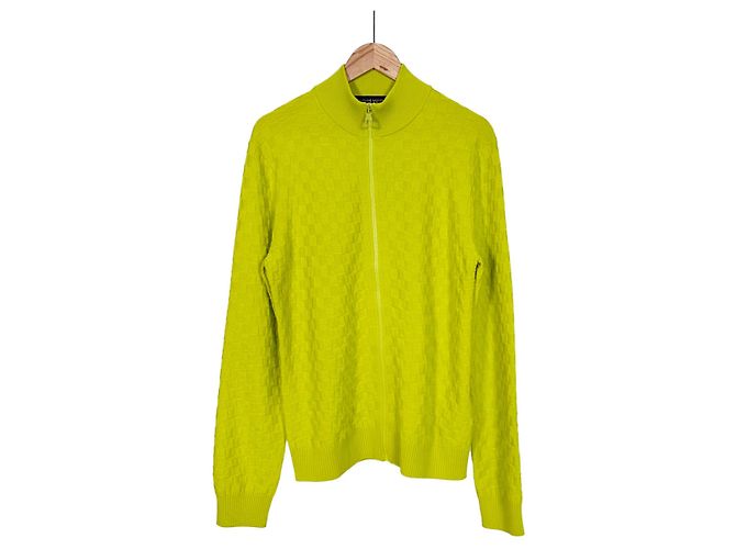Louis Vuitton Herren Cardigan aus Damier-Wolle mit Reißverschluss Gelb - Ansicht 3