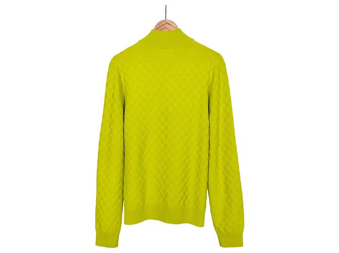 Louis Vuitton Herren Cardigan aus Damier-Wolle mit Reißverschluss Gelb - Ansicht 4