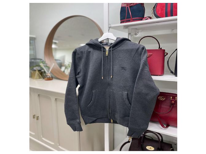 Burberry Felpa con cappuccio CLAREDON MELANGE CARBONE Nero - vista 12