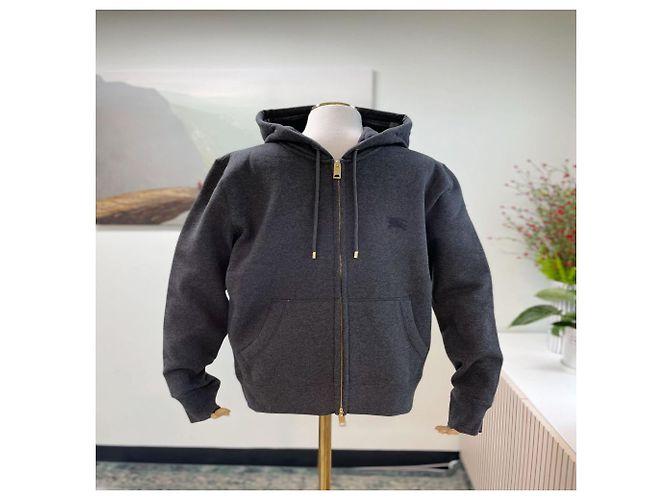 Burberry Felpa con cappuccio CLAREDON MELANGE CARBONE Nero - vista 2