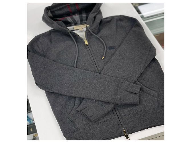 Burberry Felpa con cappuccio CLAREDON MELANGE CARBONE Nero - vista 20