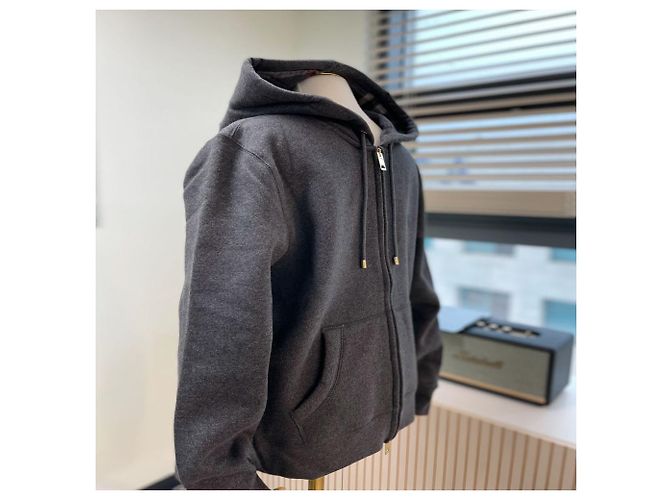 Burberry Felpa con cappuccio CLAREDON MELANGE CARBONE Nero - vista 8