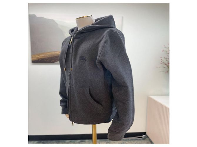 Burberry Felpa con cappuccio CLAREDON MELANGE CARBONE Nero - vista 9